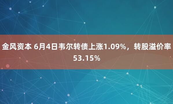 金风资本 6月4日韦尔转债上涨1.09%，转股溢价率53.15%