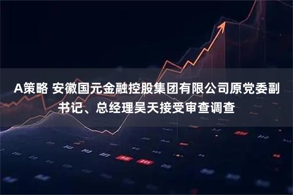 A策略 安徽国元金融控股集团有限公司原党委副书记、总经理吴天接受审查调查